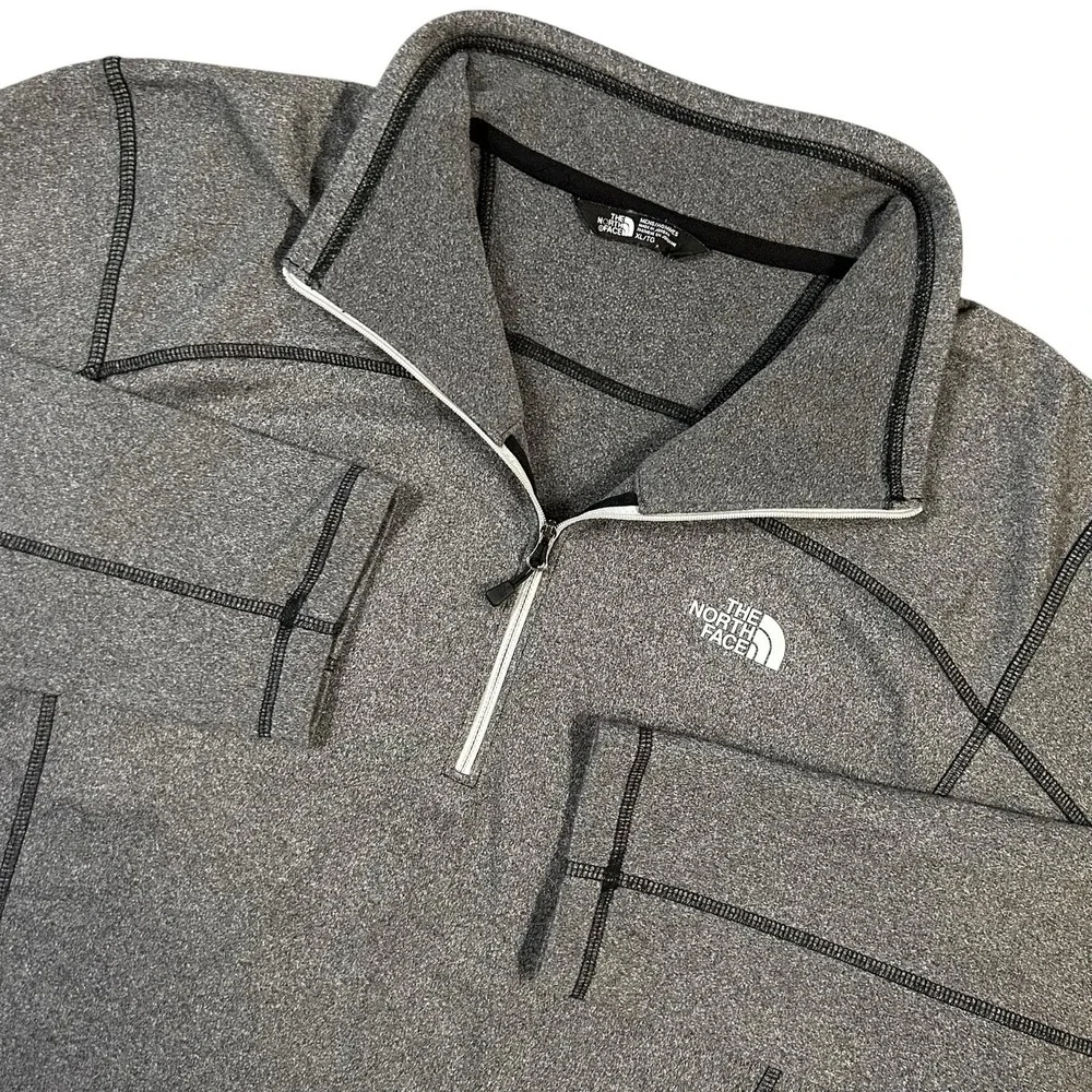 The North Face Sweater Pullover Mens Extra Large Gray 1/4 Zip Long Sleeve‎